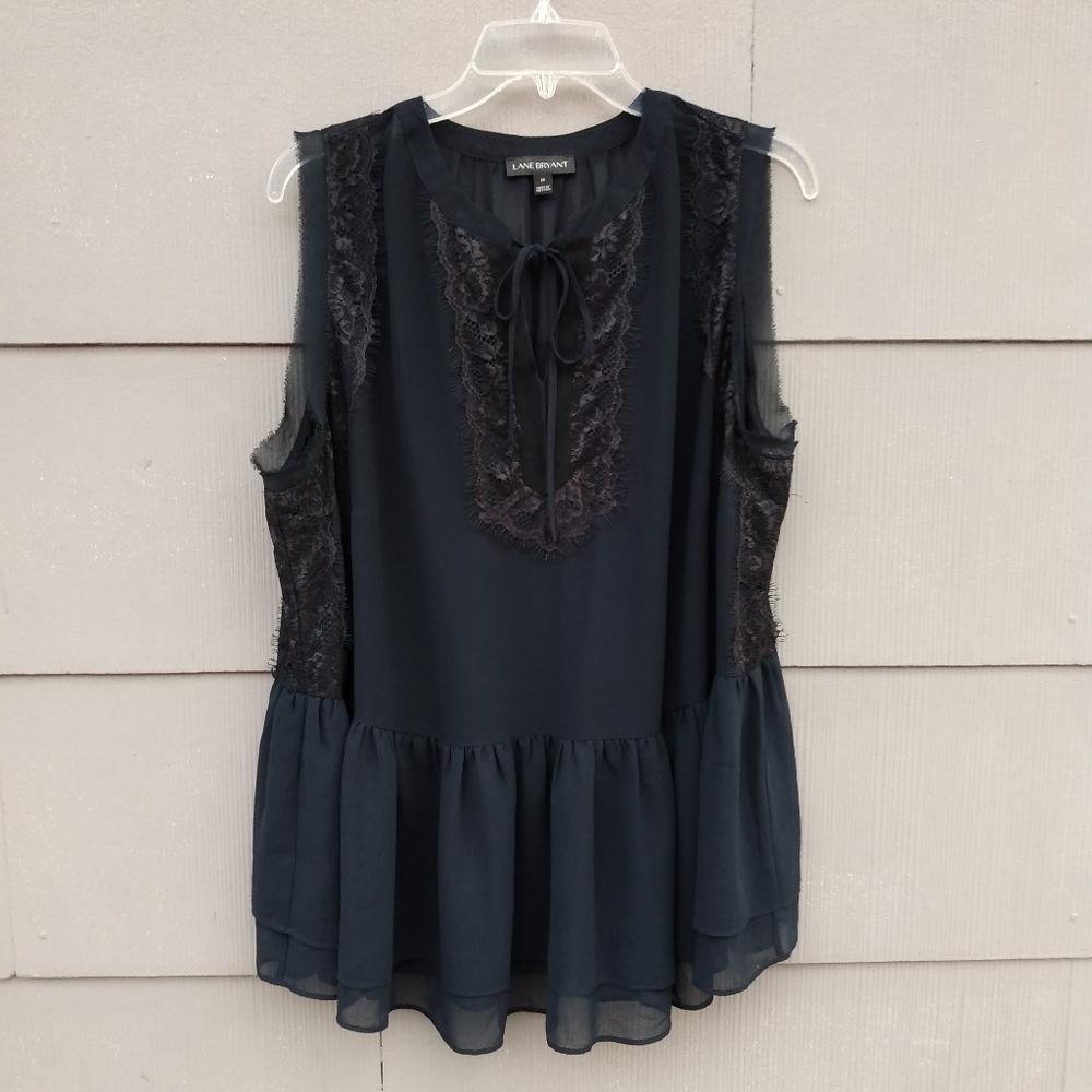 Lane Bryant sleeveless black lace Blouse 18
